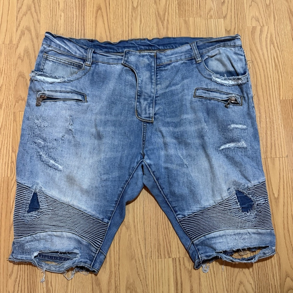 Balmain Biker Shorts Distressed Zip Moto Style Made in Italy Size 40